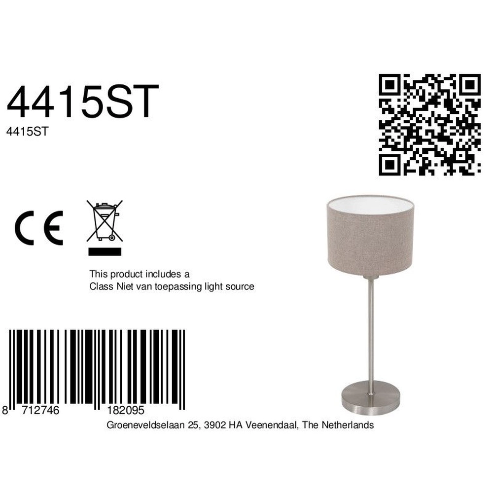 Tafellamp Noor met grijs kapje Steinhauer 8712746182095