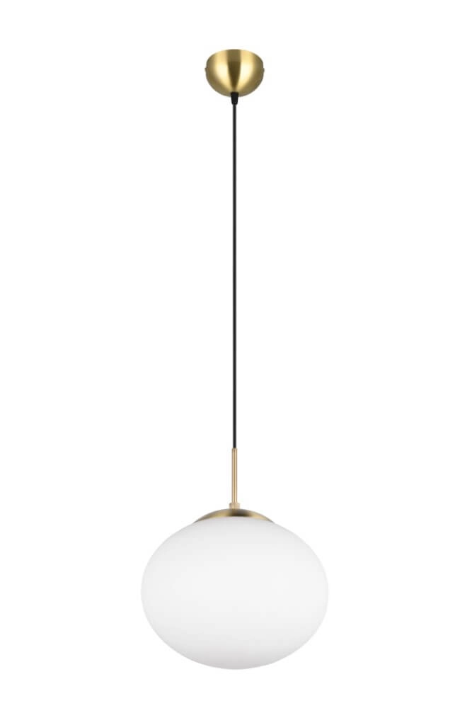 Ovale hanglamp Fomento Ø 30cm - messing met wit glas Trio 4017807616217
