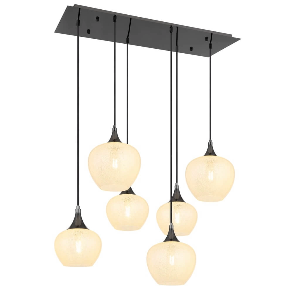 Antraciet hanglamp Maxy met wit glas 6-lichts Antraciet hanglamp Maxy met wit glas 6-lichts