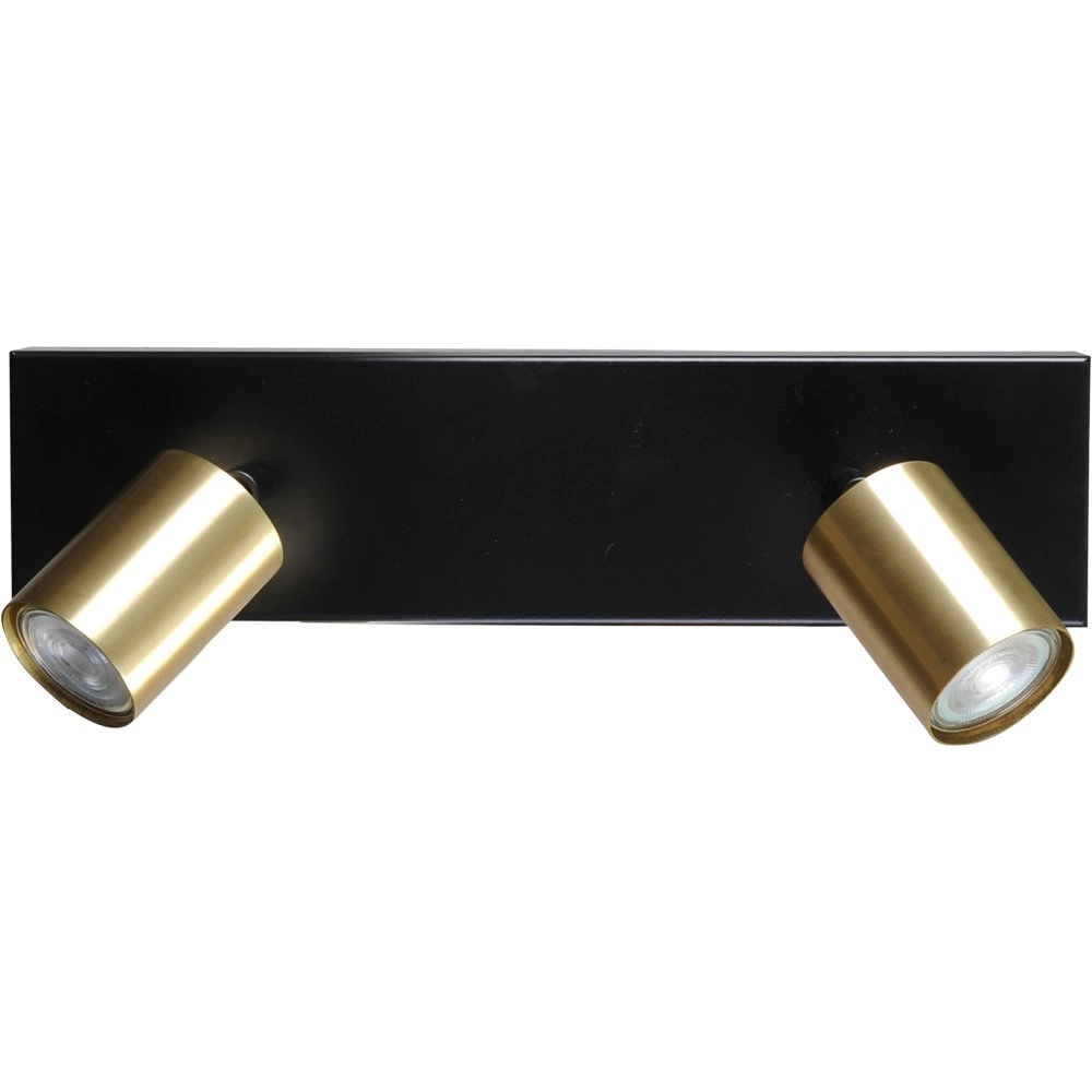 Plafondlamp zwart Bounce met 2 gouden spots Plafondlamp zwart Bounce met 2 gouden spots
