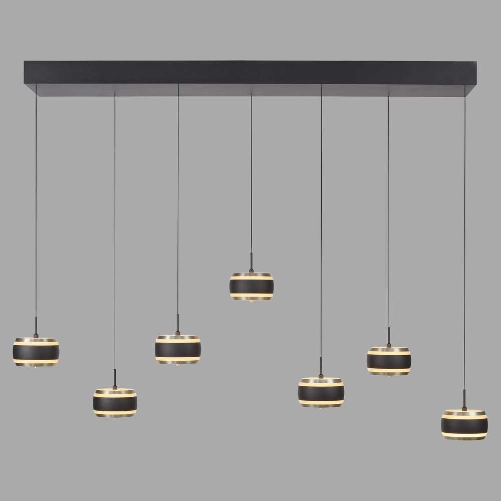 7L eettafel hanglamp Pure Falling Rings black pearl