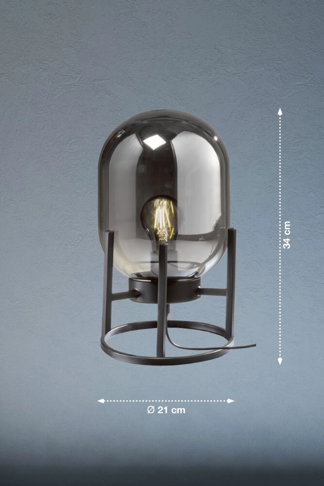 Tafellamp Regi zwart met smoke glas Fischer & Honsel 4001133501309