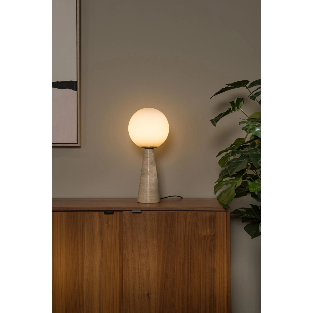 Tafellamp Evin zand bruin met opaal Lucide 5411212051608