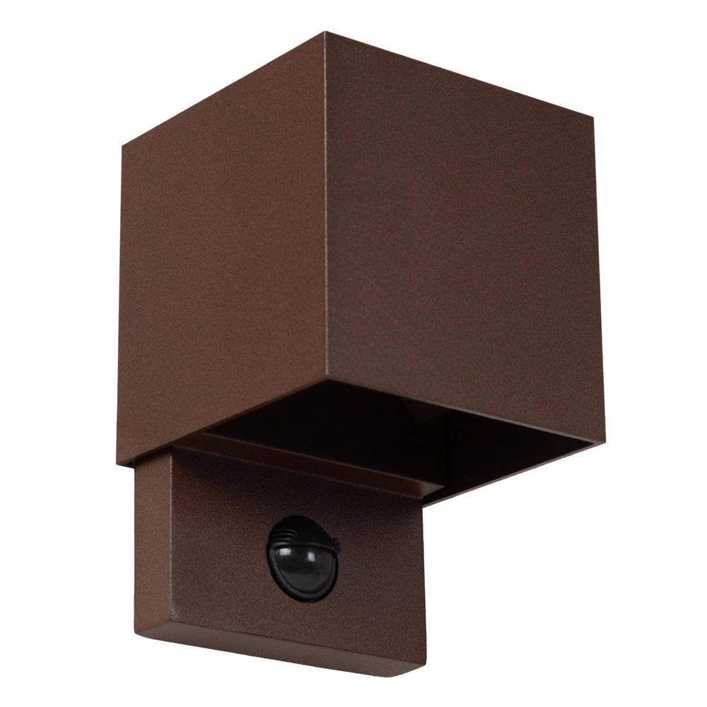 Vierkante wandlamp Tadzio met sensor roestbruin