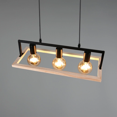 Design hanglamp Bano zwart met hout Trio 4017807673364