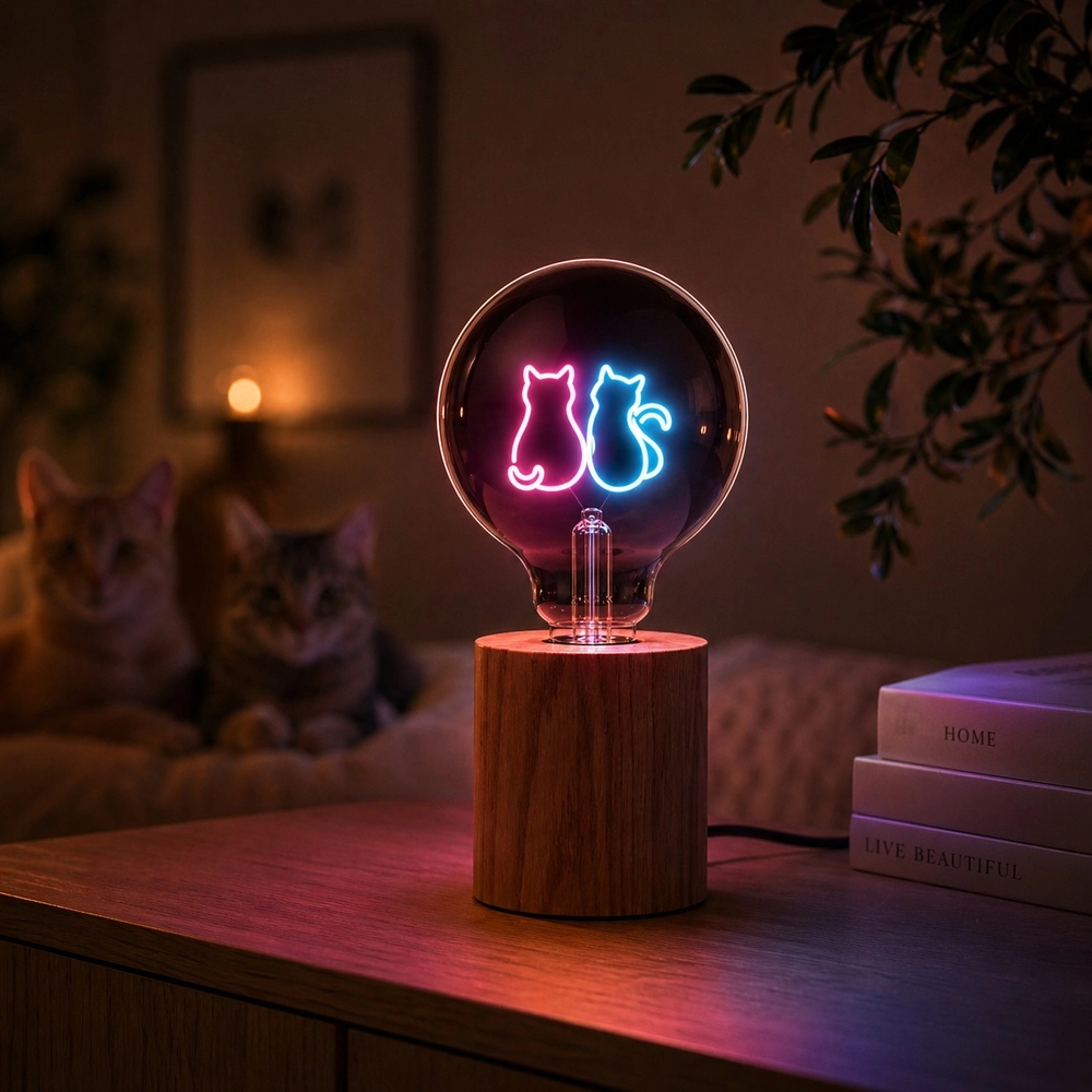 E27 lichtbron Lumopop katten - roze blauw Brilliant 4004353477676