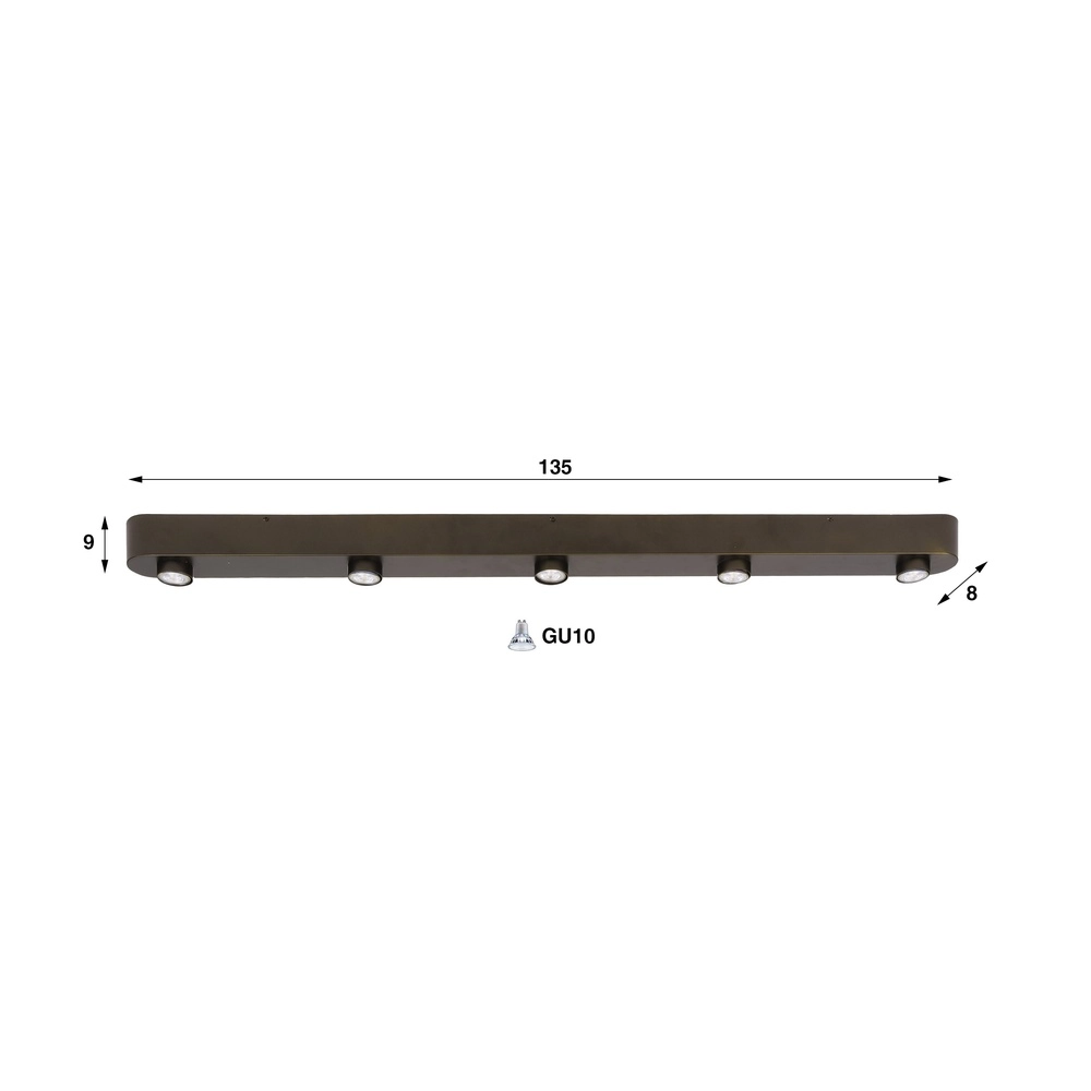 5-lichts opbouwspot Bar Sienna bruin Lyora 8716803510944