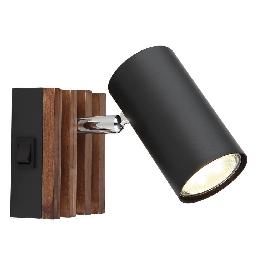Plafondlamp Kayden enkel zwart met hout