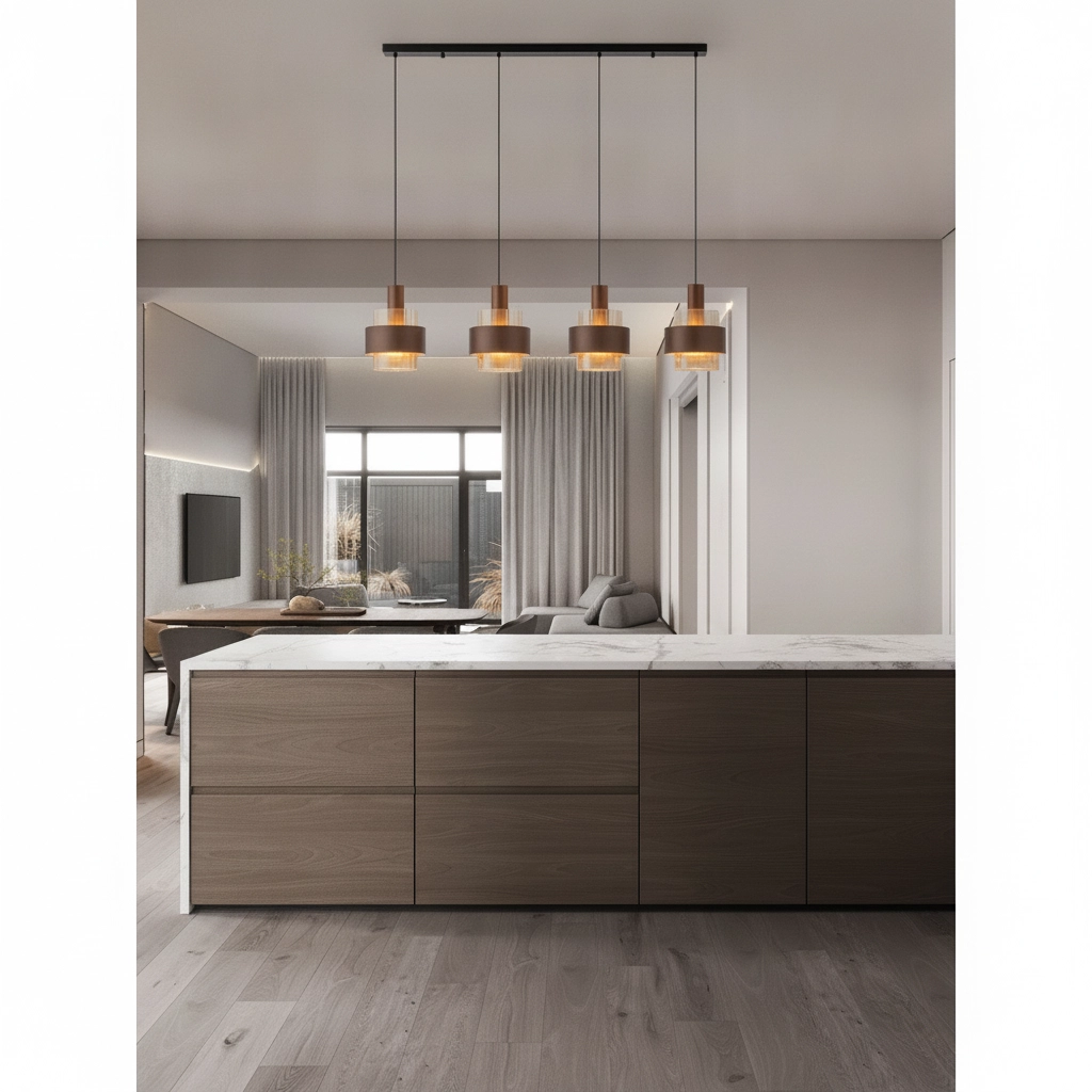 Moderne hanglamp Serena 4-lichts koffie bruin