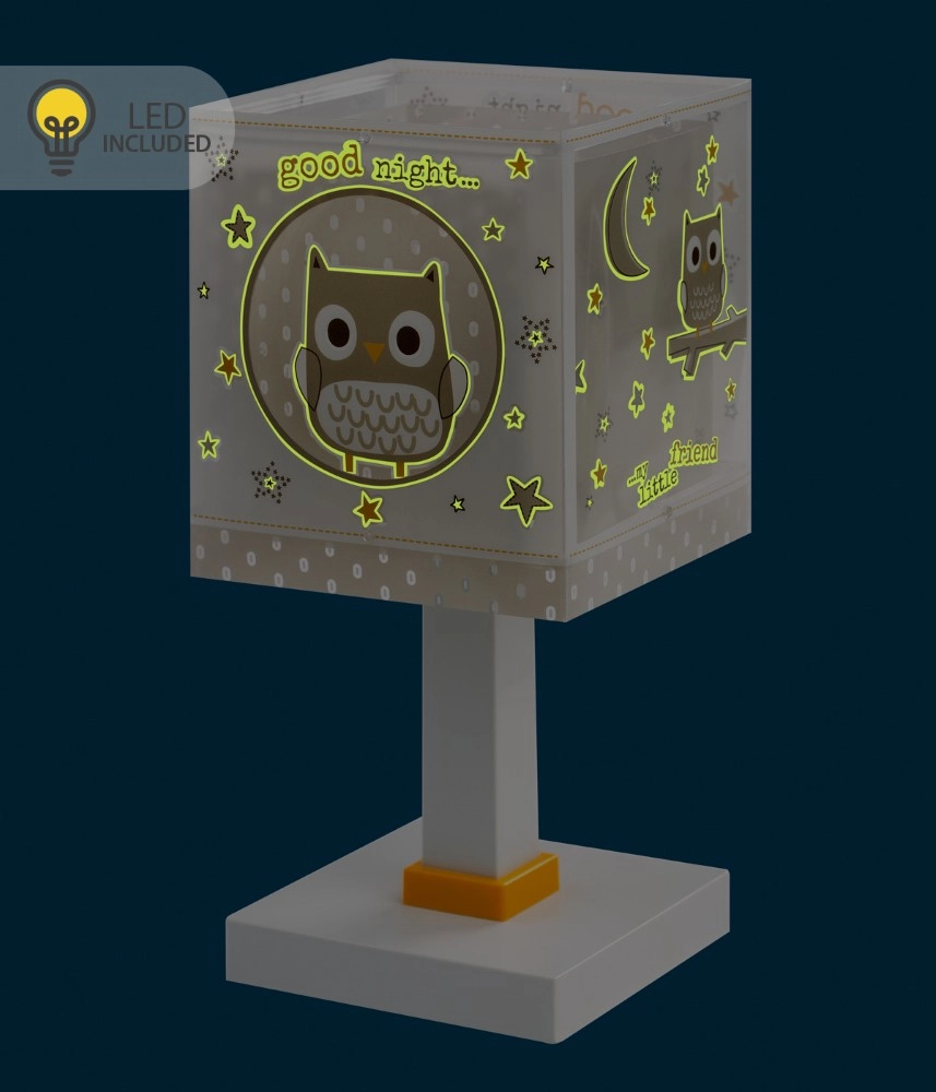 Kinderkamer tafellamp Goodnight uil wit met grijs Dalber 8420406002477