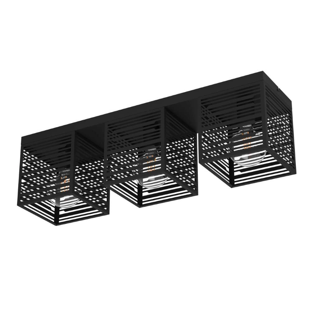Plafondlamp Piedritas zwart - 3x E27