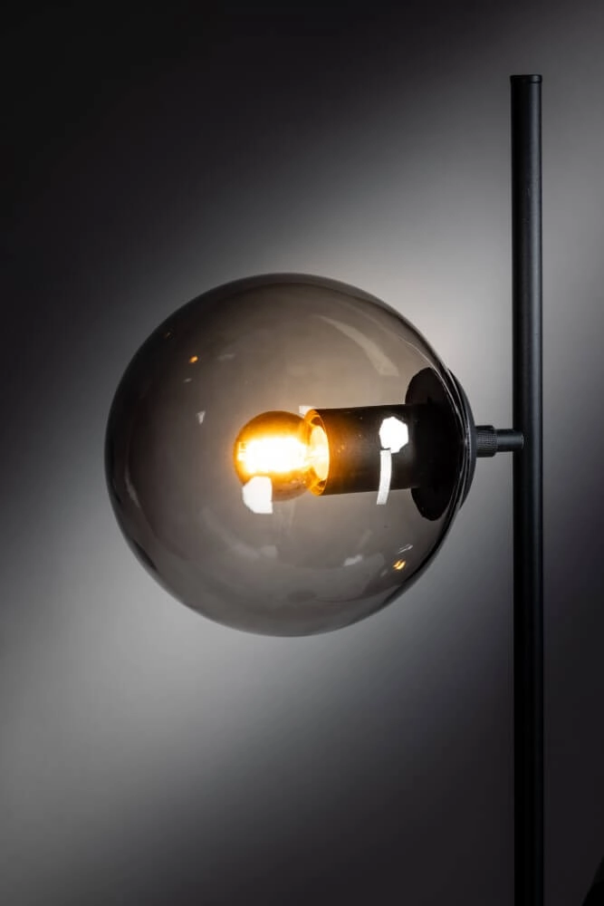 Design vloerlamp Davina 2-lichts zwart met smoke glas ETH 8720195302759
