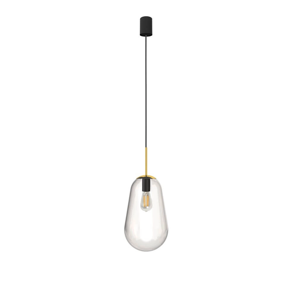 Glazen hanglamp Pear Medium Ø 22cm goud met helder glas Lyora 5903139867290