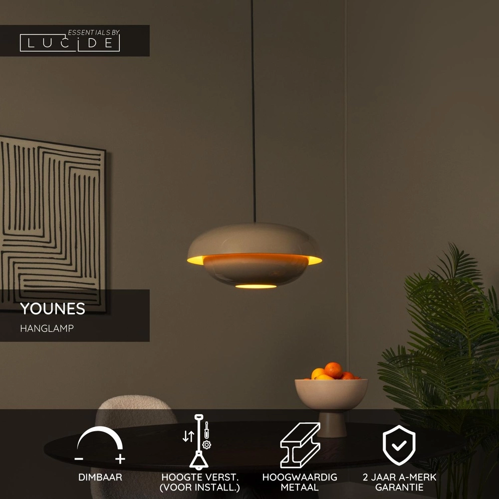 Hanglamp Younes Ø 40cm taupe Lucide 5411212650184