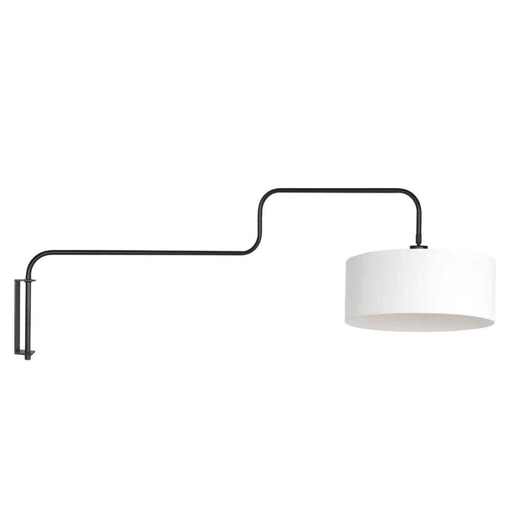 Wandlamp Bloeba zwart met kap wit