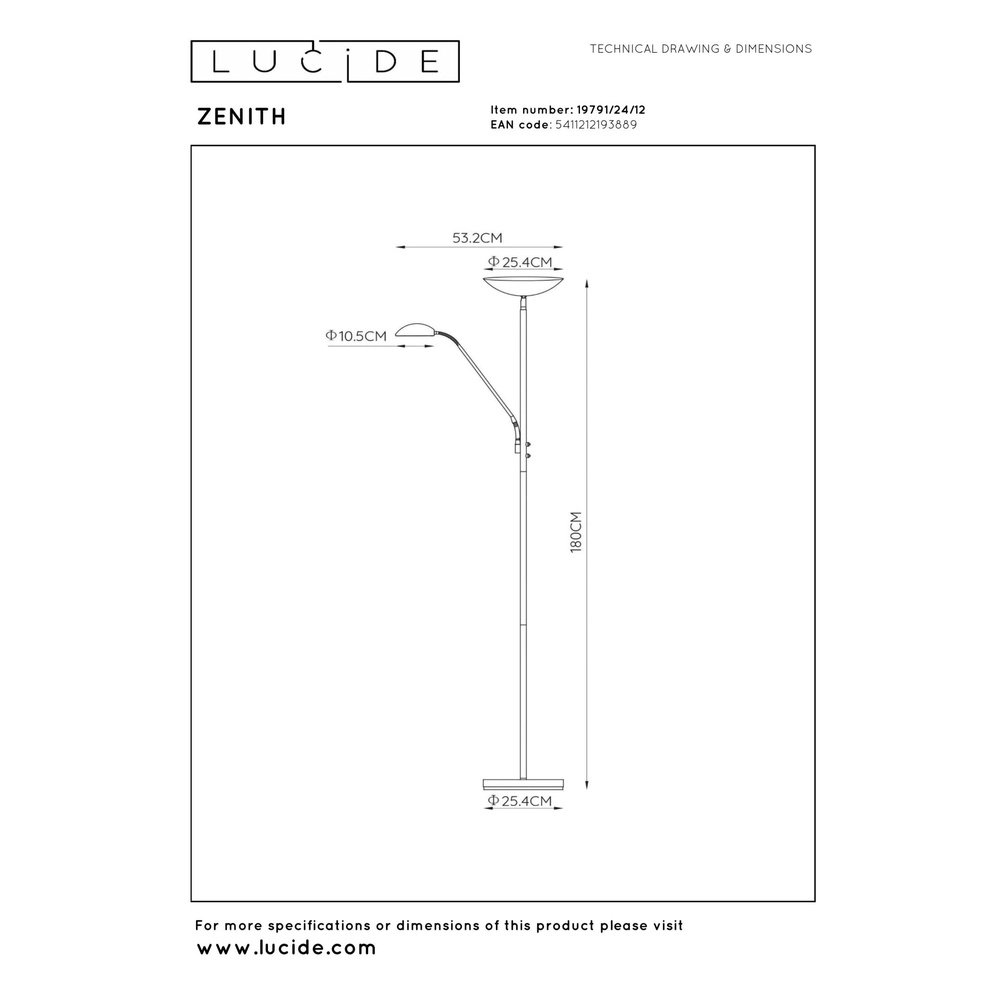 Leeslamp Zenith zwart Lucide 5411212193889