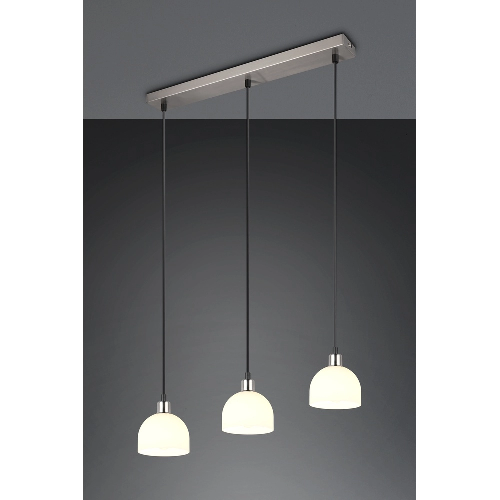 Nikkel hanglamp Molly 3-lichts wit glas Trio 4017807618099