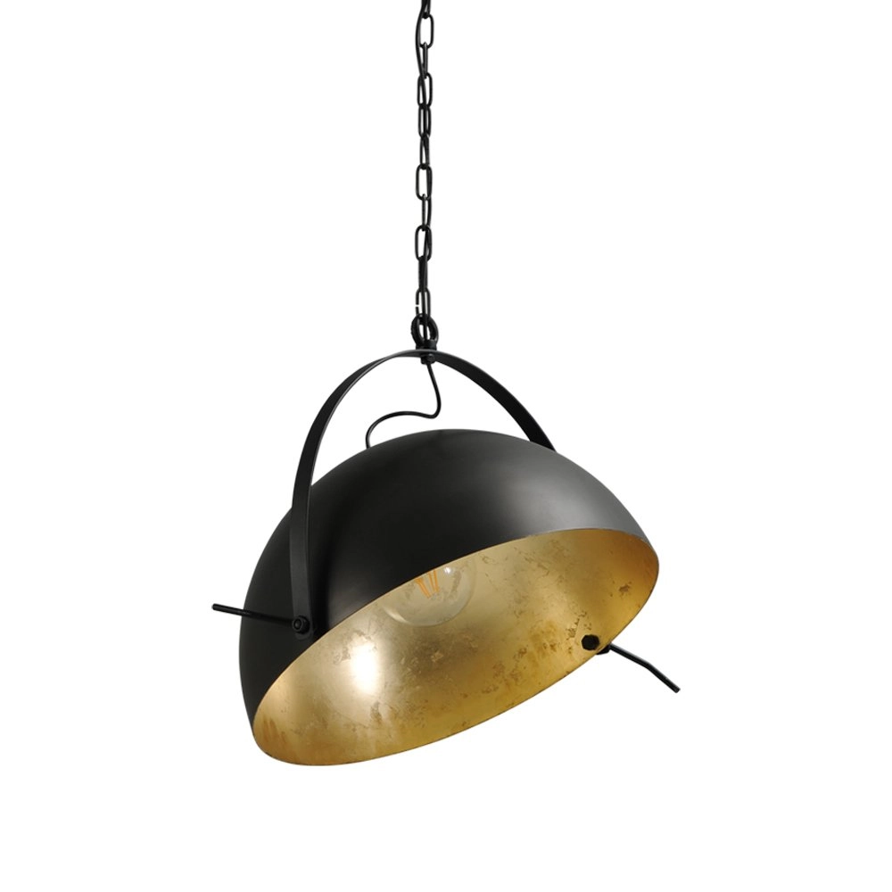 Landelijke hanglamp Larino 50 zwart met oudgoud Landelijke hanglamp Larino 50 zwart met oudgoud