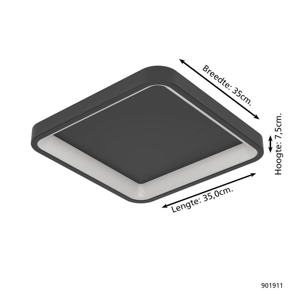 Vierkante plafondlamp Loretello-Z smart zwart Eglo 9008606358229