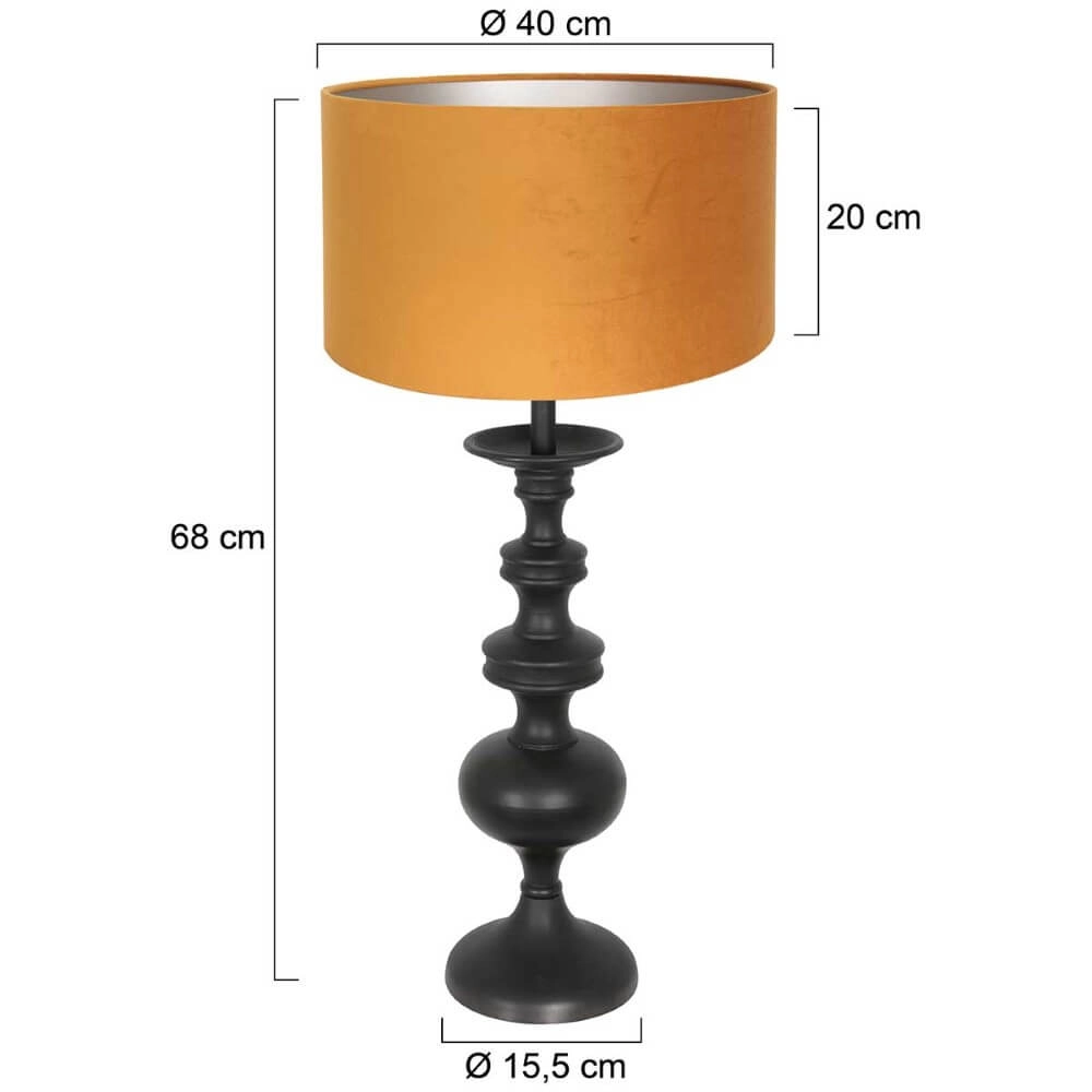 Klassieke schemerlamp Lyons C met gouden velours kap Steinhauer 8712746166750