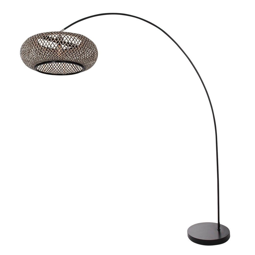 Booglamp solva met zwart en rotan kap Ø 60cm Steinhauer 8712746182606