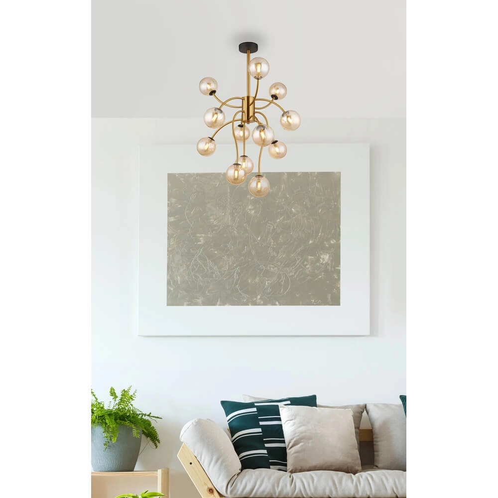 Gouden hanglamp Riha 12-lichts Globo 9007371471515