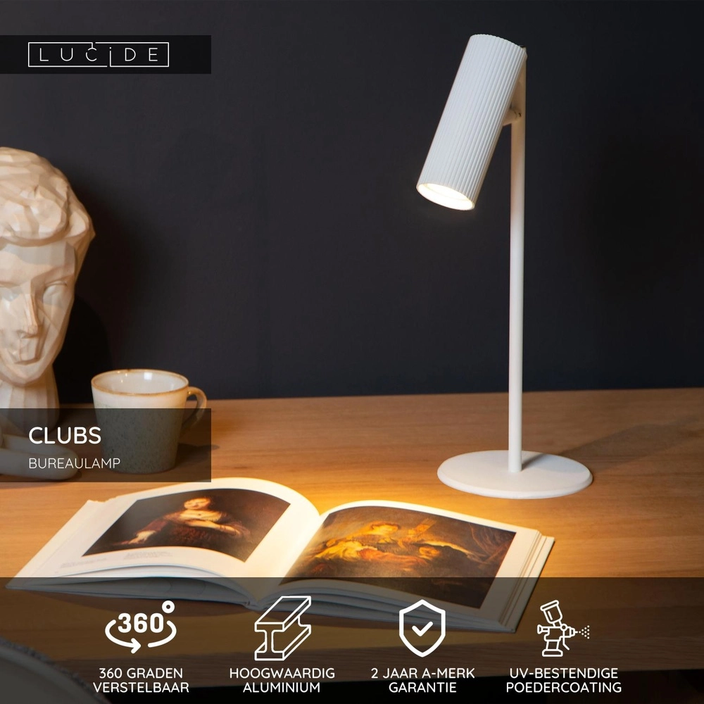 Bureaulamp Clubs wit Lucide 5411212093431