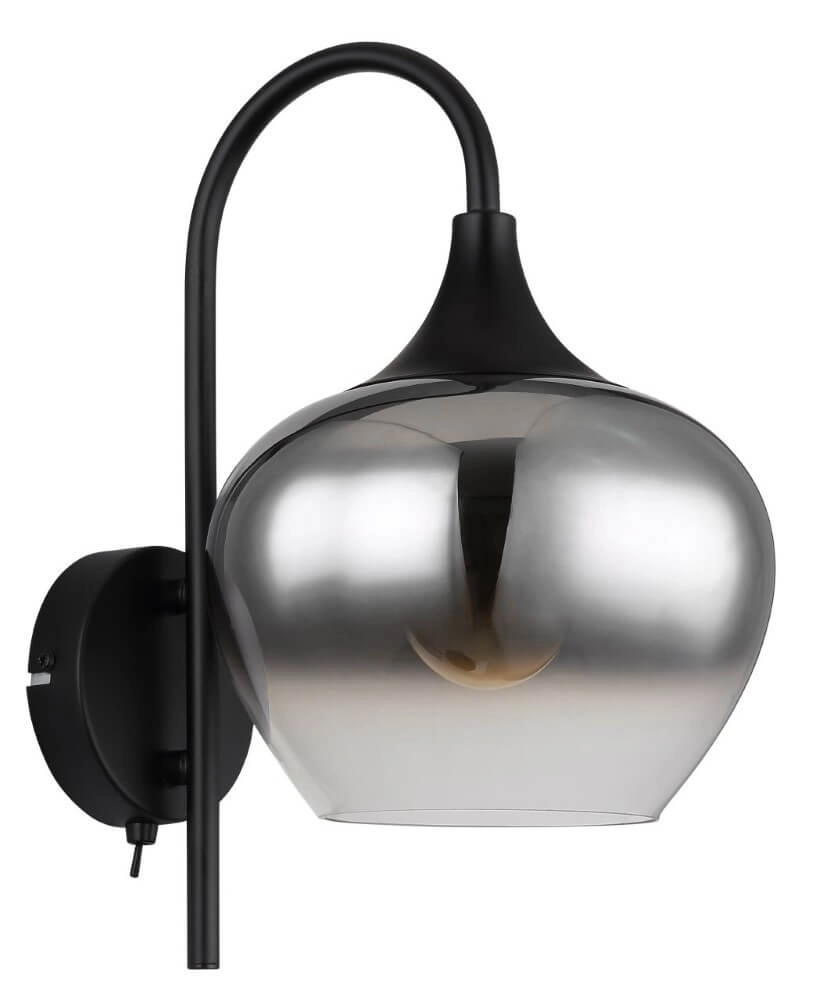 Zwarte wandlamp Maxy met smoke glas Globo 9007371451418