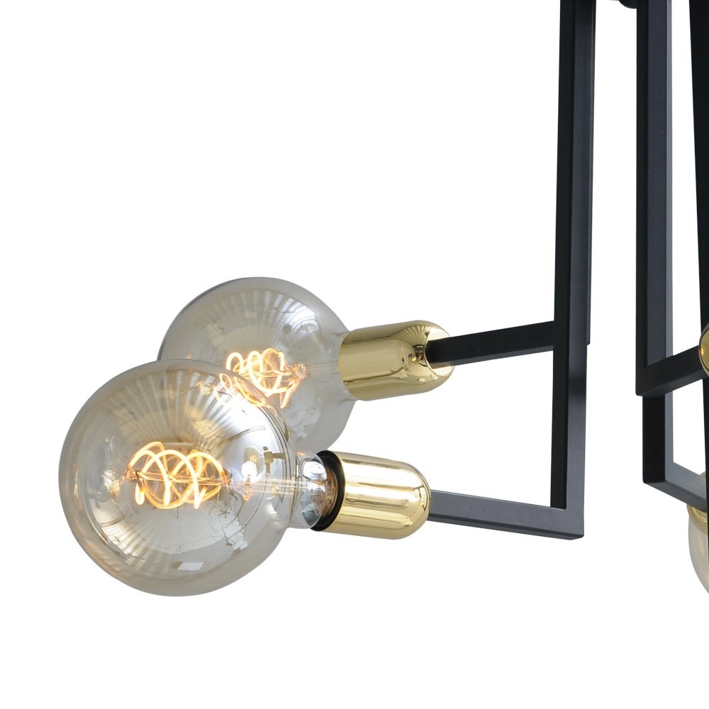 Zwarte plafondlamp Tube 5-lichts met gouden fittingen Masterlight 8718121188683