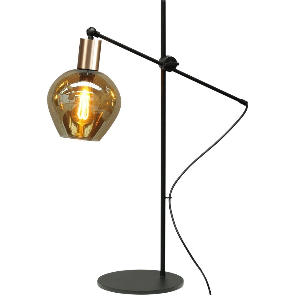 Zwarte tafellamp met goud Bounty met glas