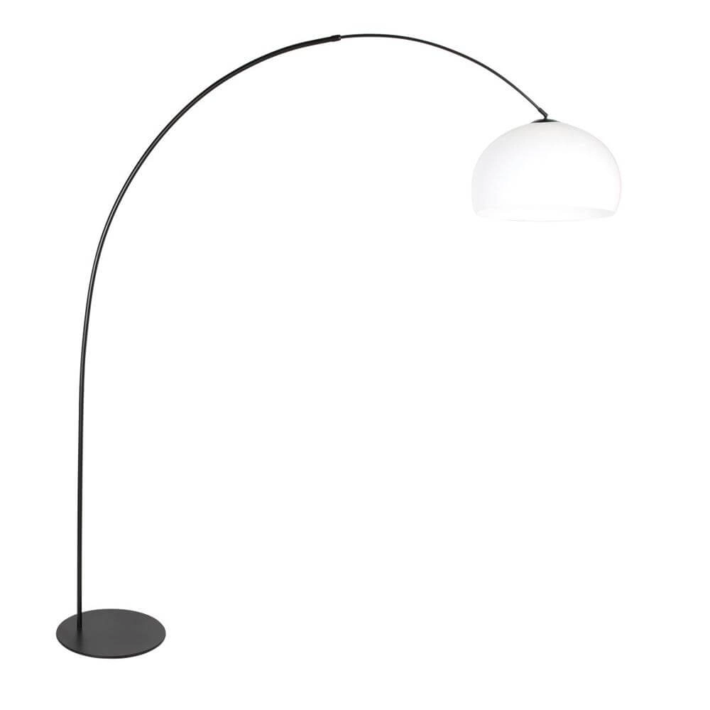 Vloerlamp Curve zwart met witte kap bol Ø 48cm