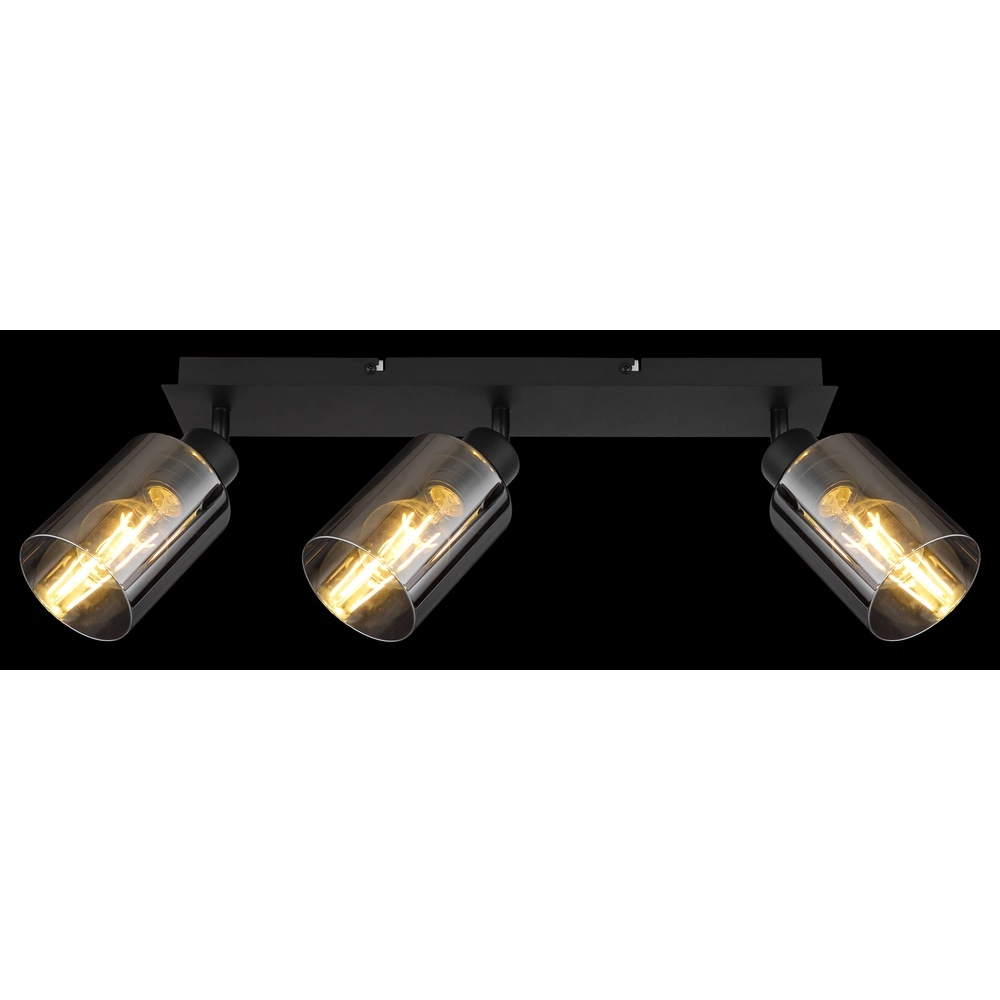 Plafondlamp Hadera 3-lichts zwart met smoke glas Globo 9007371443215
