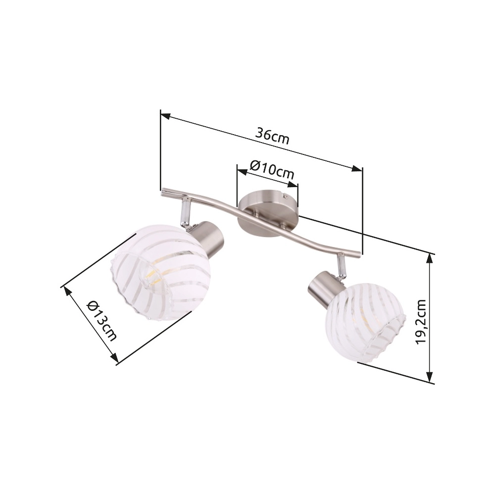 Plafondlamp Willy nikkel 2-lichts Globo 9007371406104