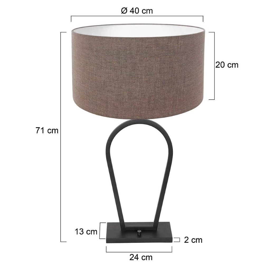 Zwarte schemerlamp Stang met taupe linnen kap Steinhauer 8712746166873