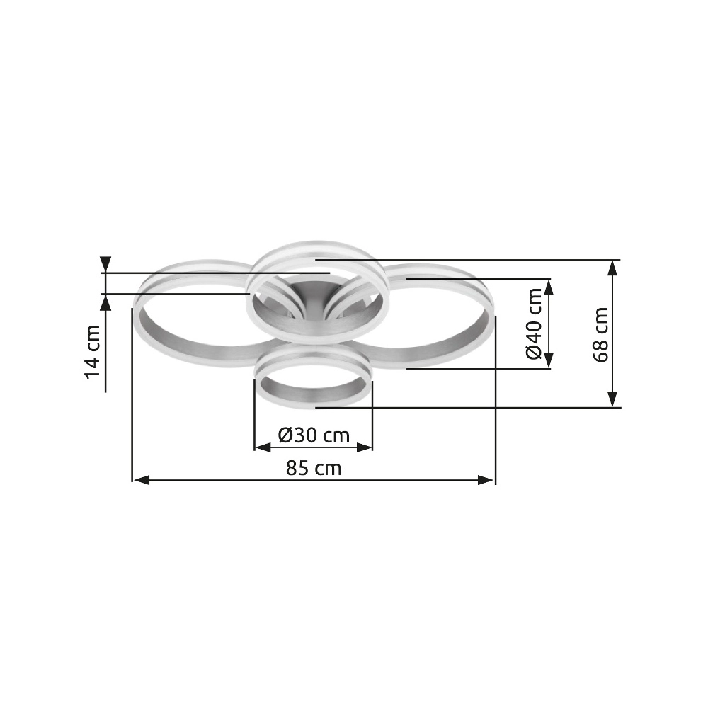 Plafondlamp Rubio grijs 4 ringen Globo 9007371419913