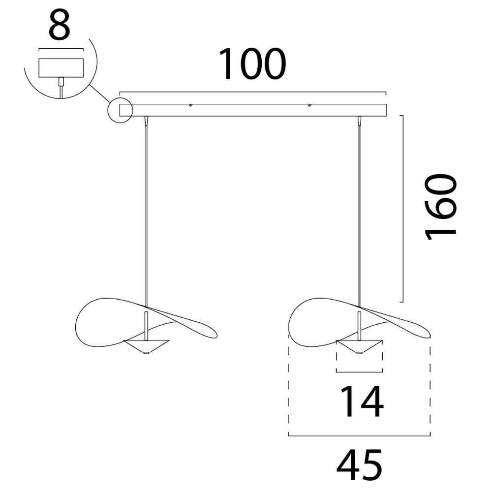 Eettafel hanglamp Lente met twee kappen - bladgoud Masterlight 8718121389578