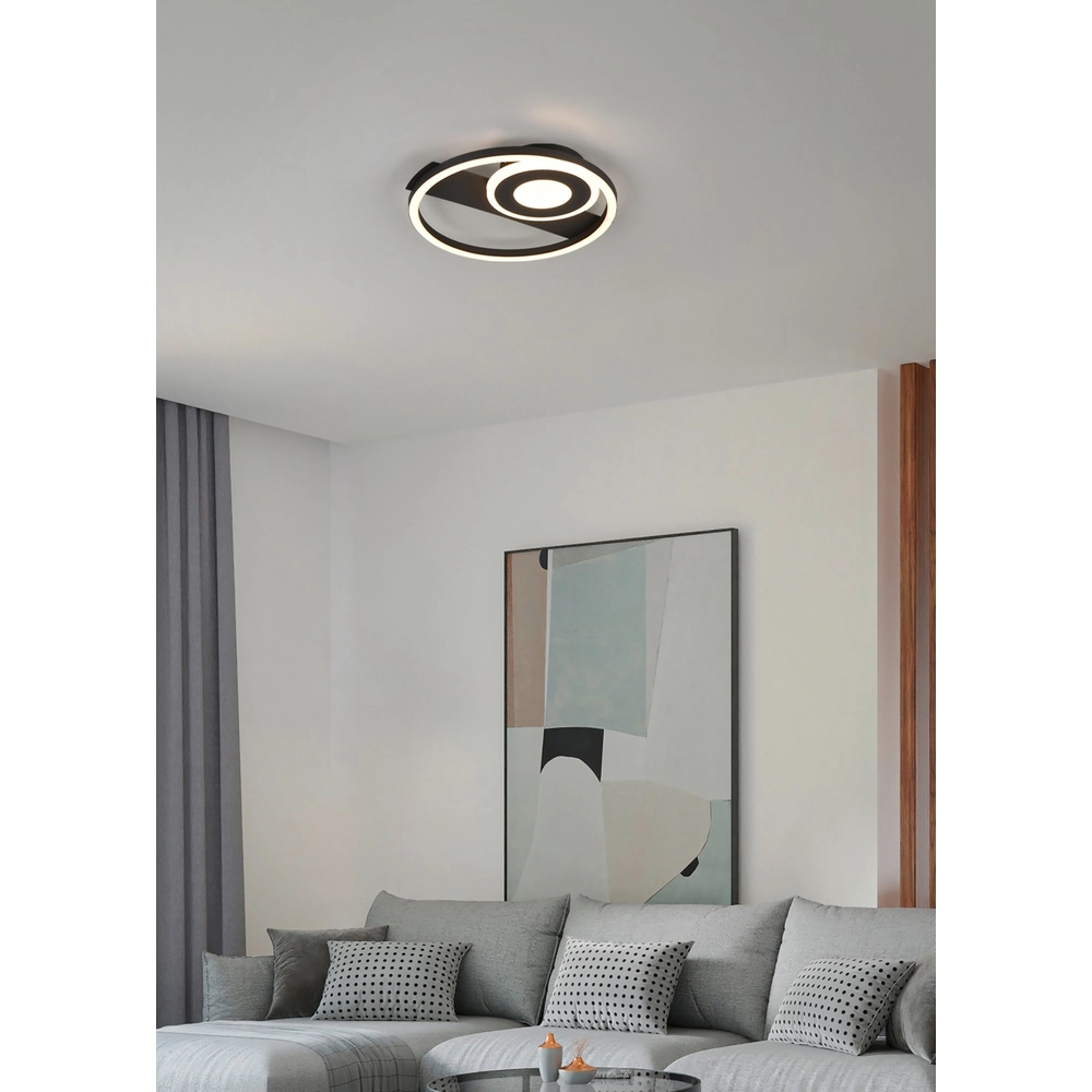 Moderne plafondlamp Horus zwart Trio 4017807653397