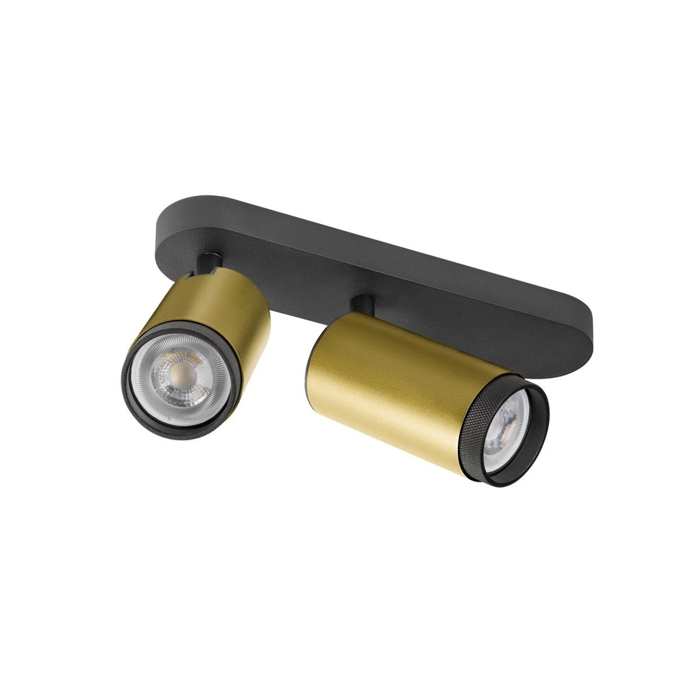 Opbouwspot Grip! L 2-lichts goud met zwarte ring SLV 4024163304375