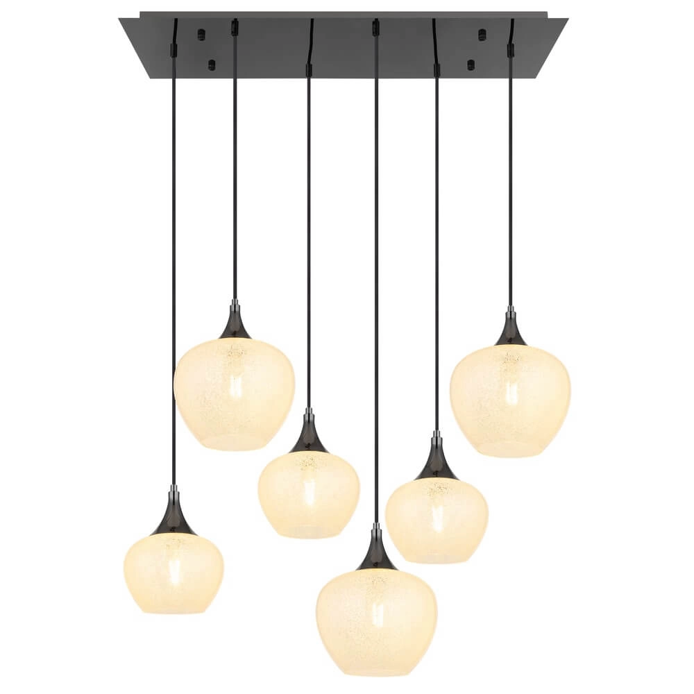 Antraciet hanglamp Maxy met wit glas 6-lichts Globo 9007371453184