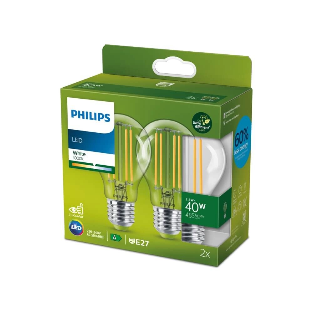E27 - 2,3W - 485 lumen - 3000K set van 2 E27 - 2,3W - 485 lumen - 3000K set van 2