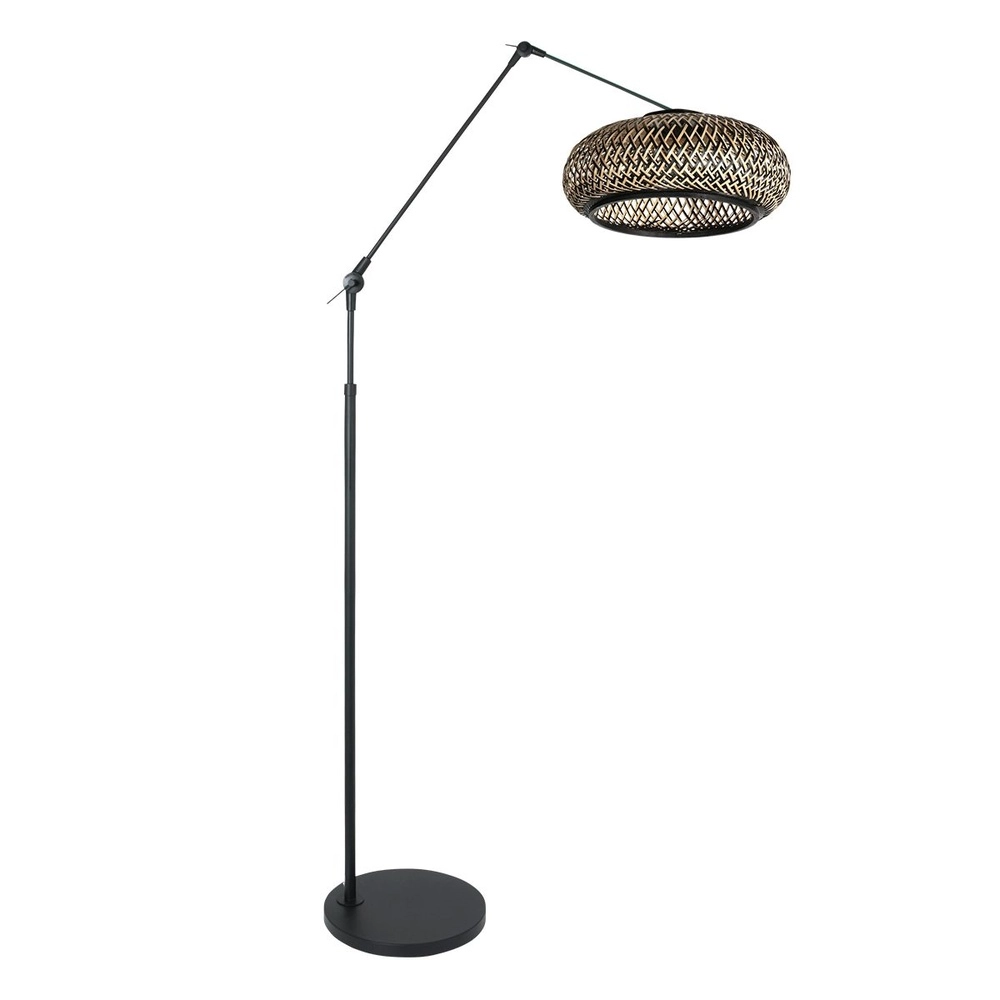 Vloerlamp Prestige Chic zwart en rotan kap Vloerlamp Prestige Chic zwart en rotan kap