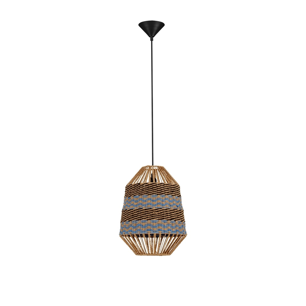 Rotan hanglamp Copos blauw met bruin Lyora 5212017477361