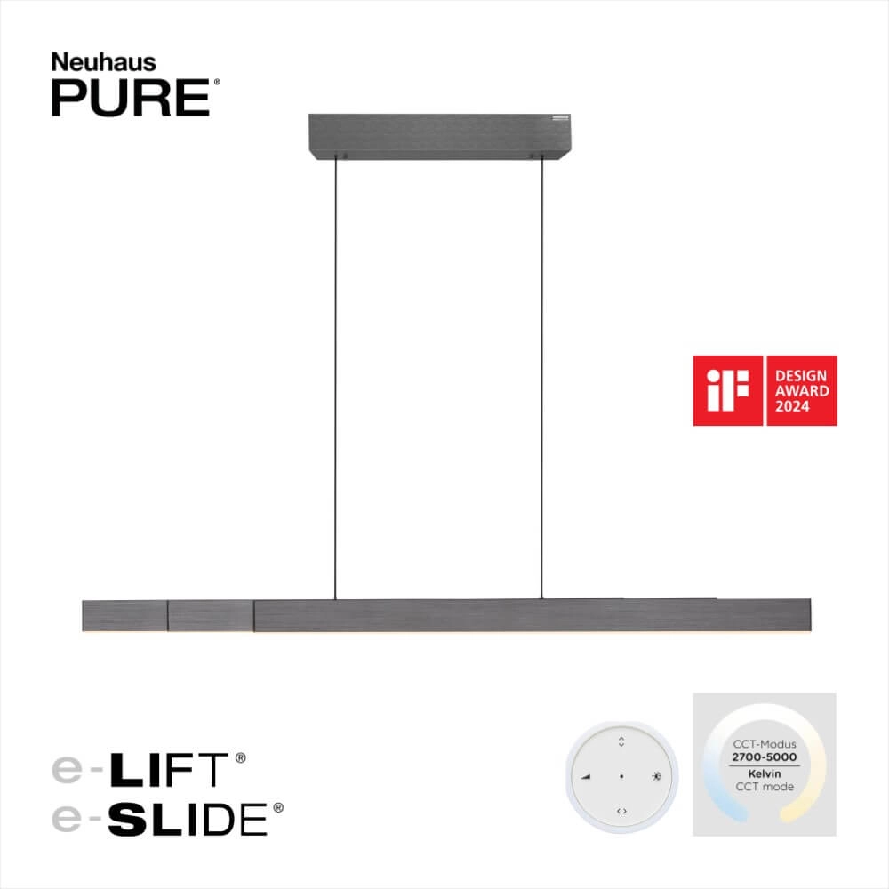 Design hanglamp Pure Moto-Rise grijs Paul Neuhaus 4012248366653