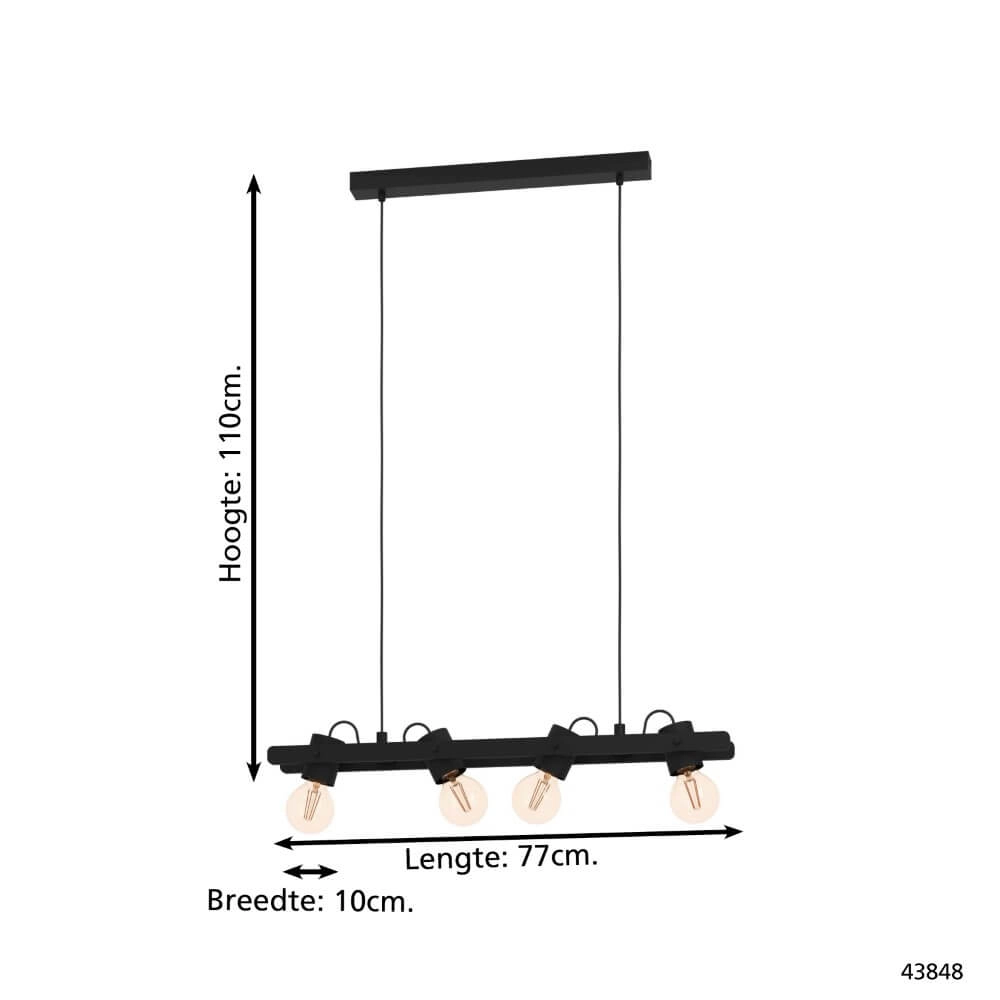 4-lichts hanglamp Plimsoll zwart Eglo 9002759438487