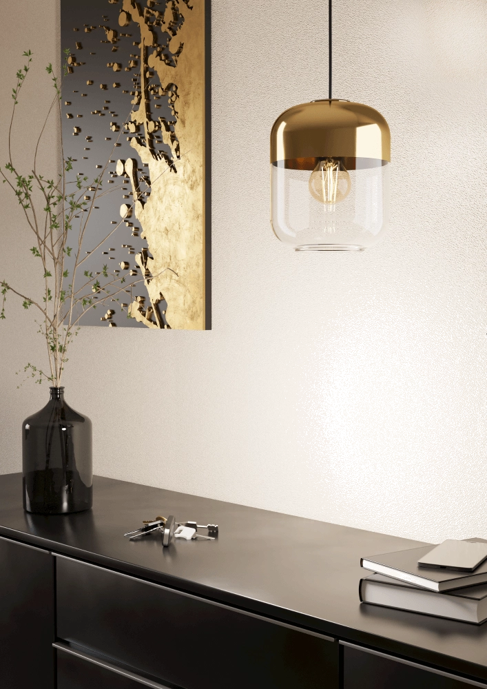 Gouden hanglamp Maryvilla met glazen kap Eglo 9008606244553