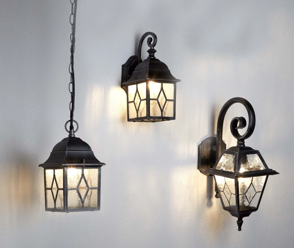 Klassieke muurlamp Genoa Curl zwart zilver Searchlight 5013874335999