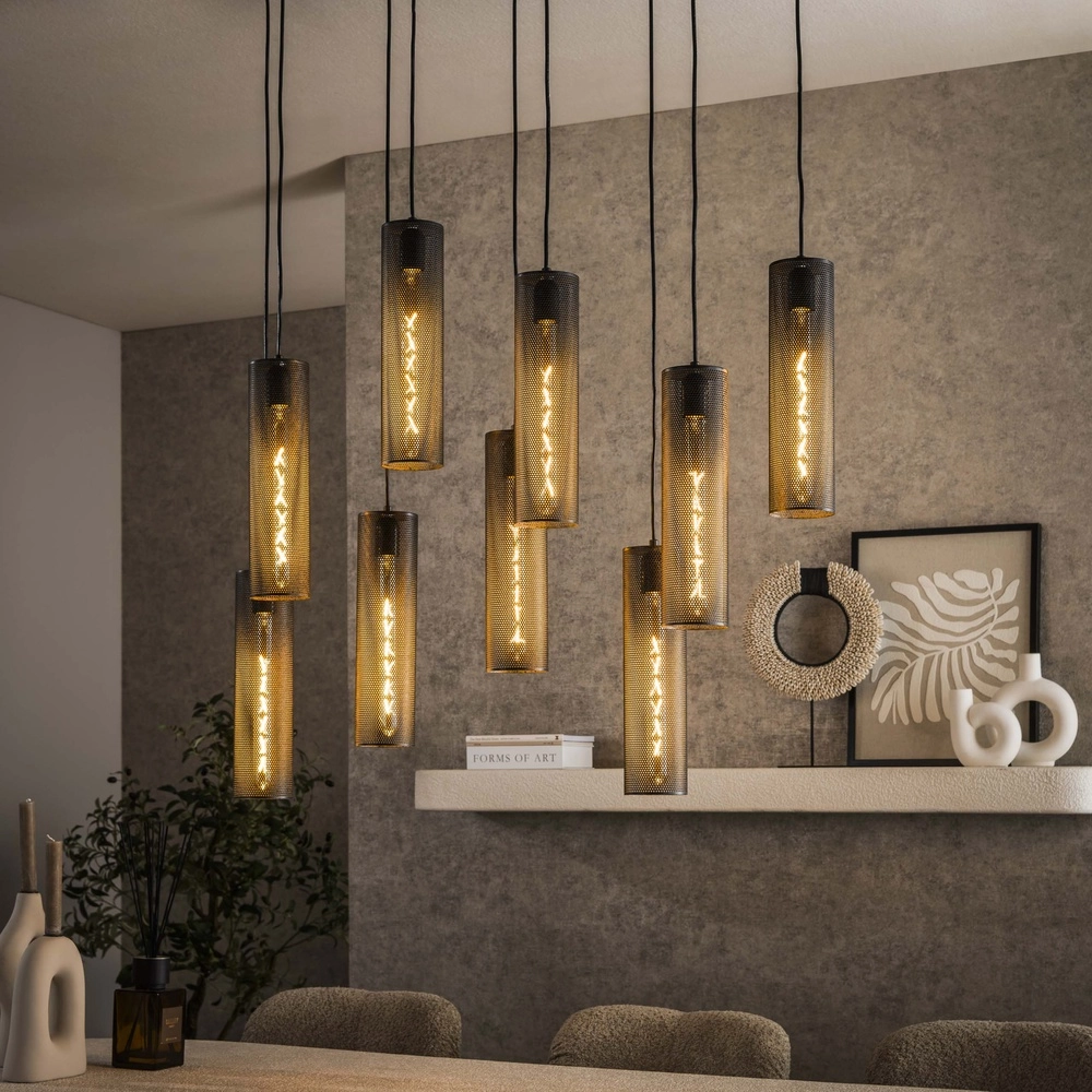 Tube hanglamp Tube 9-lichts - artic zwart