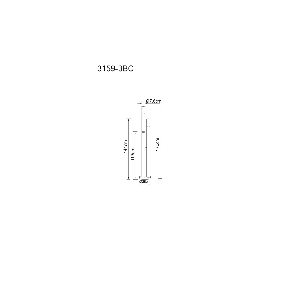 3-lichts tuinlamp Boston zwart Globo 9007371442904