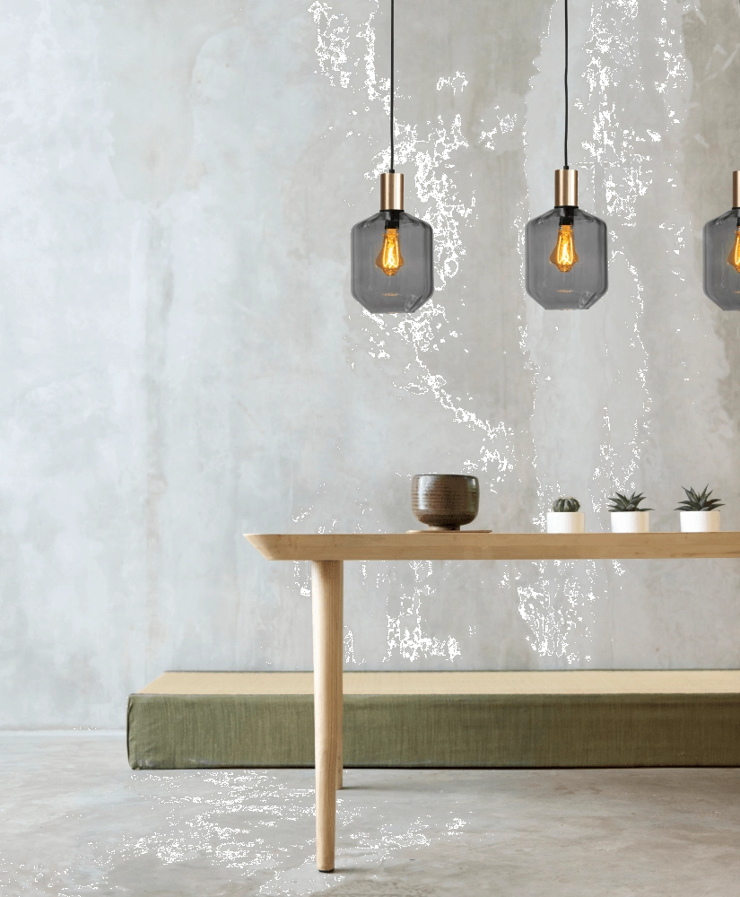 3-lichts hanglamp - goud - Porto met Jagger smoke glazen Masterlight 8718121269672