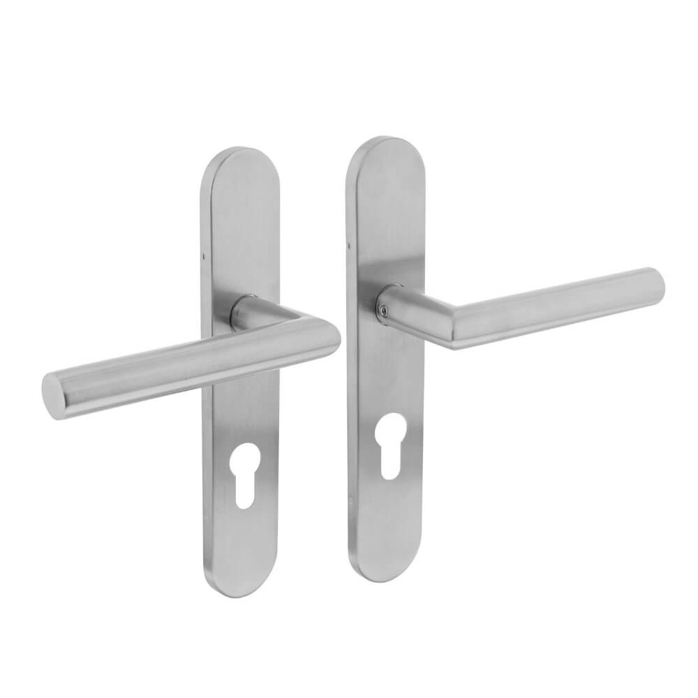 Strakke deurklink Hoek 90 PC 72mm RVS